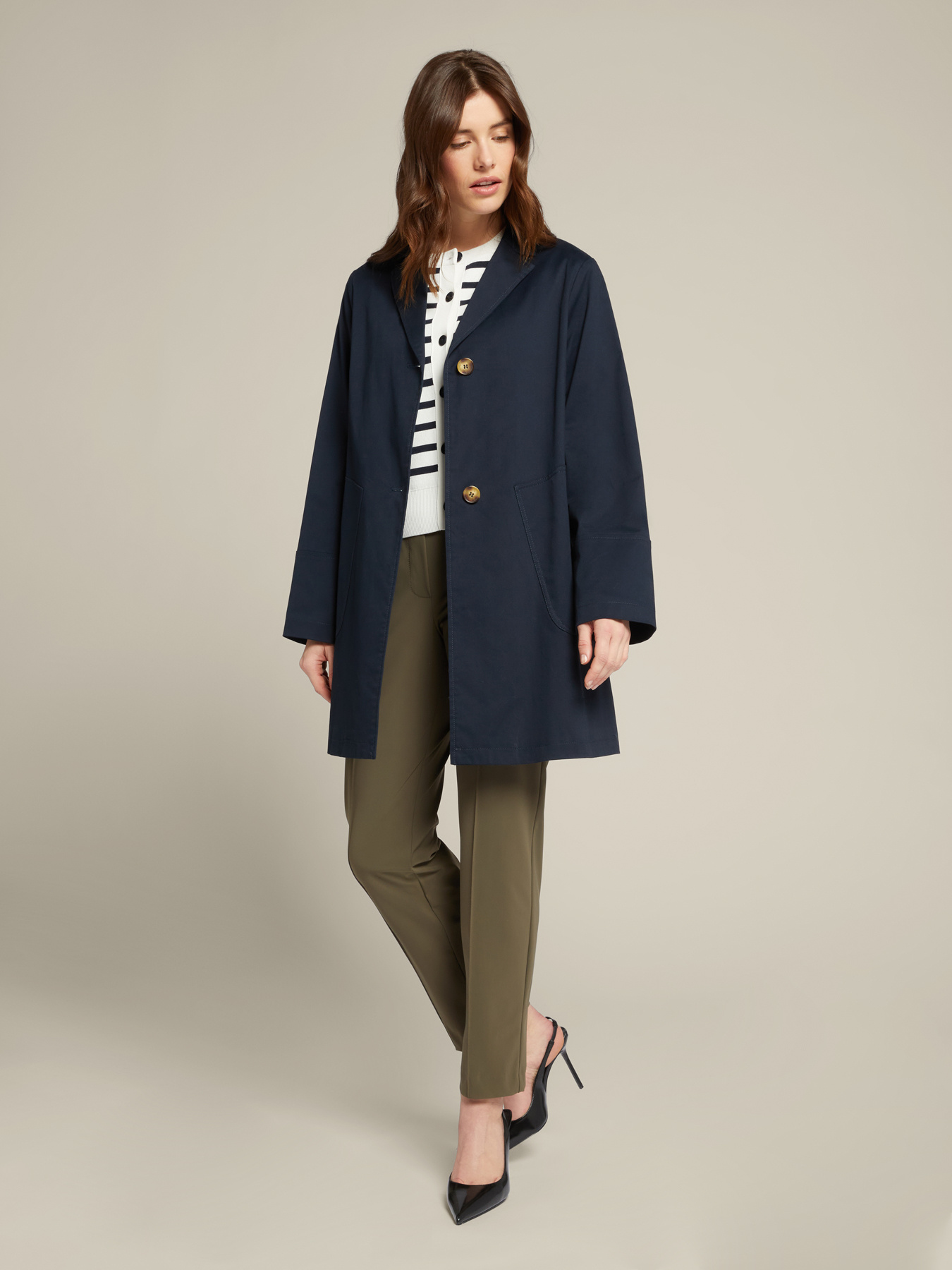 Stretch cotton pea coat image number 4