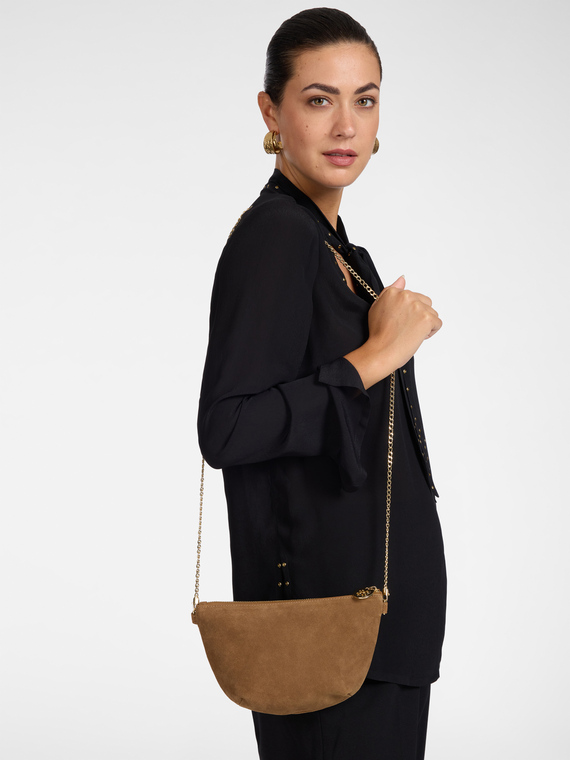 Sac en daim avec bandouli&egrave;re Monogram