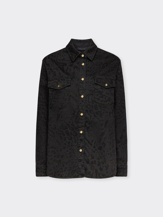 Animal print denim shirt