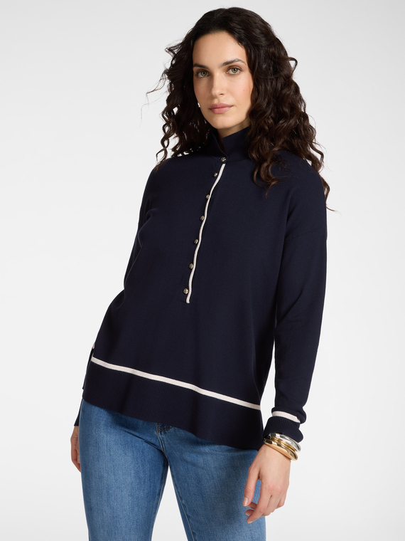 Viscose blend polo shirt with buttons