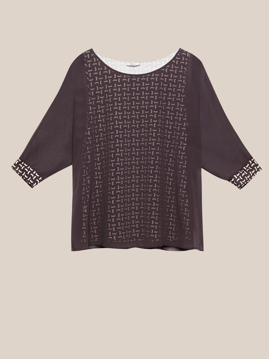 Elenamiro: Blusa em dois tecidos Castanho_2