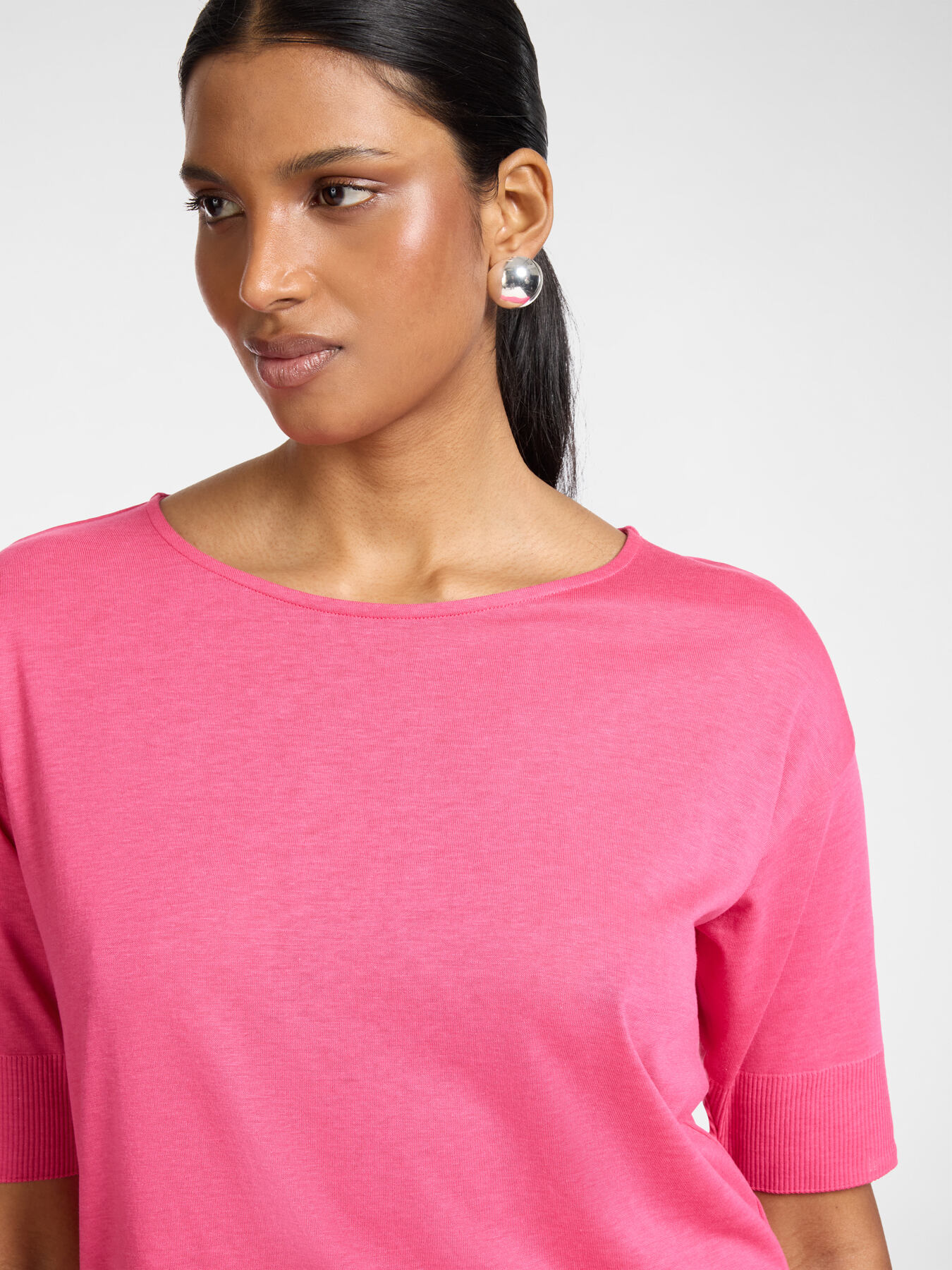 Camiseta boxy de mezcla de lyocell image number 3