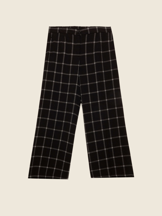Elenamiro&nbsp;: Pantalon cropped &agrave; carreaux Noir_1