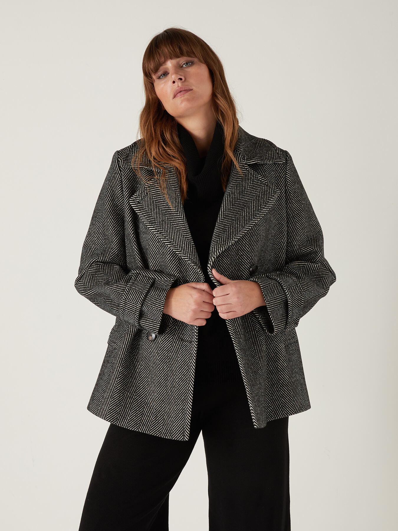 Caban en tissu &agrave; effet chevron image number 2