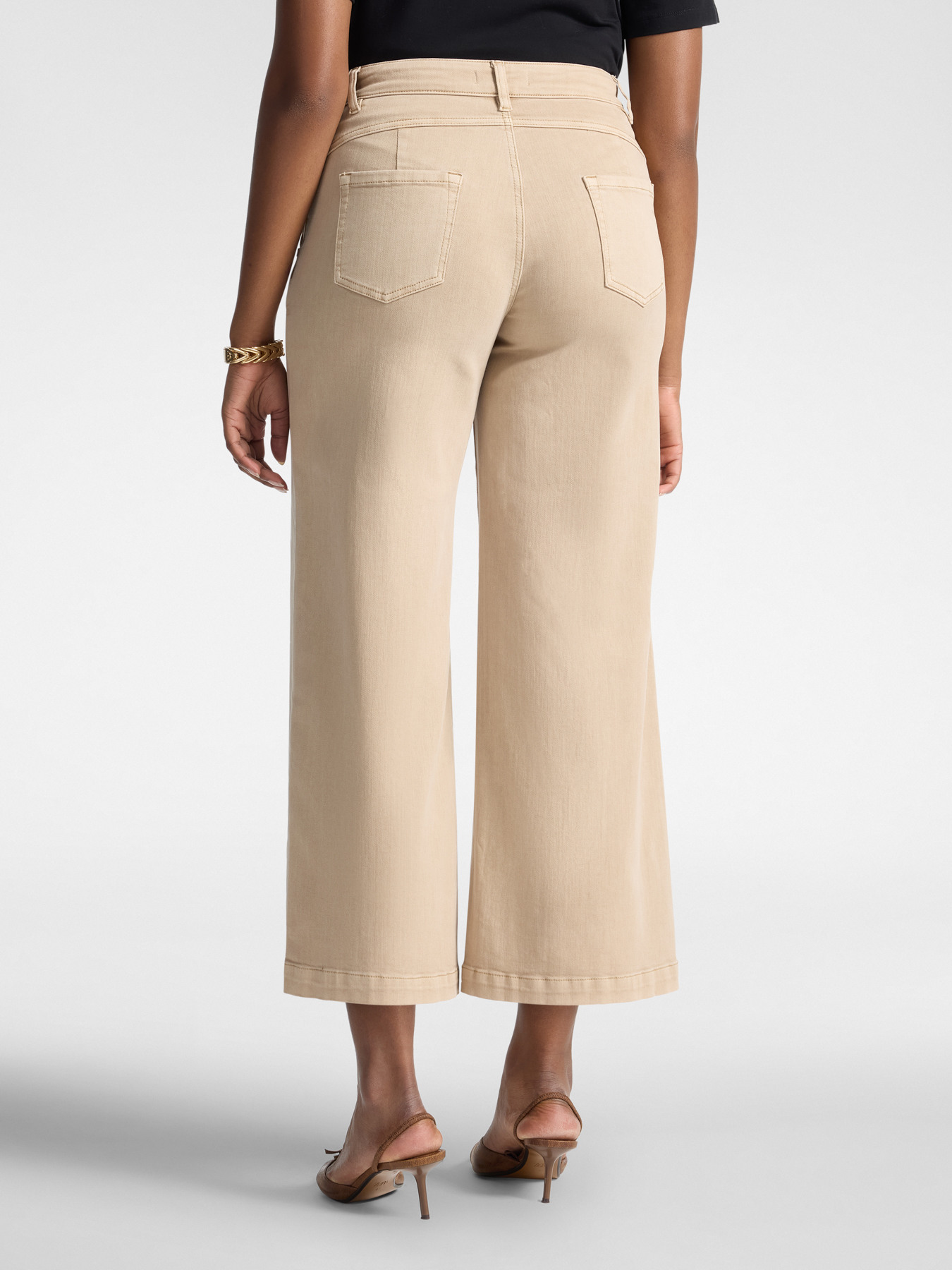 Pantaloni palazzo cropped vita alta image number 1