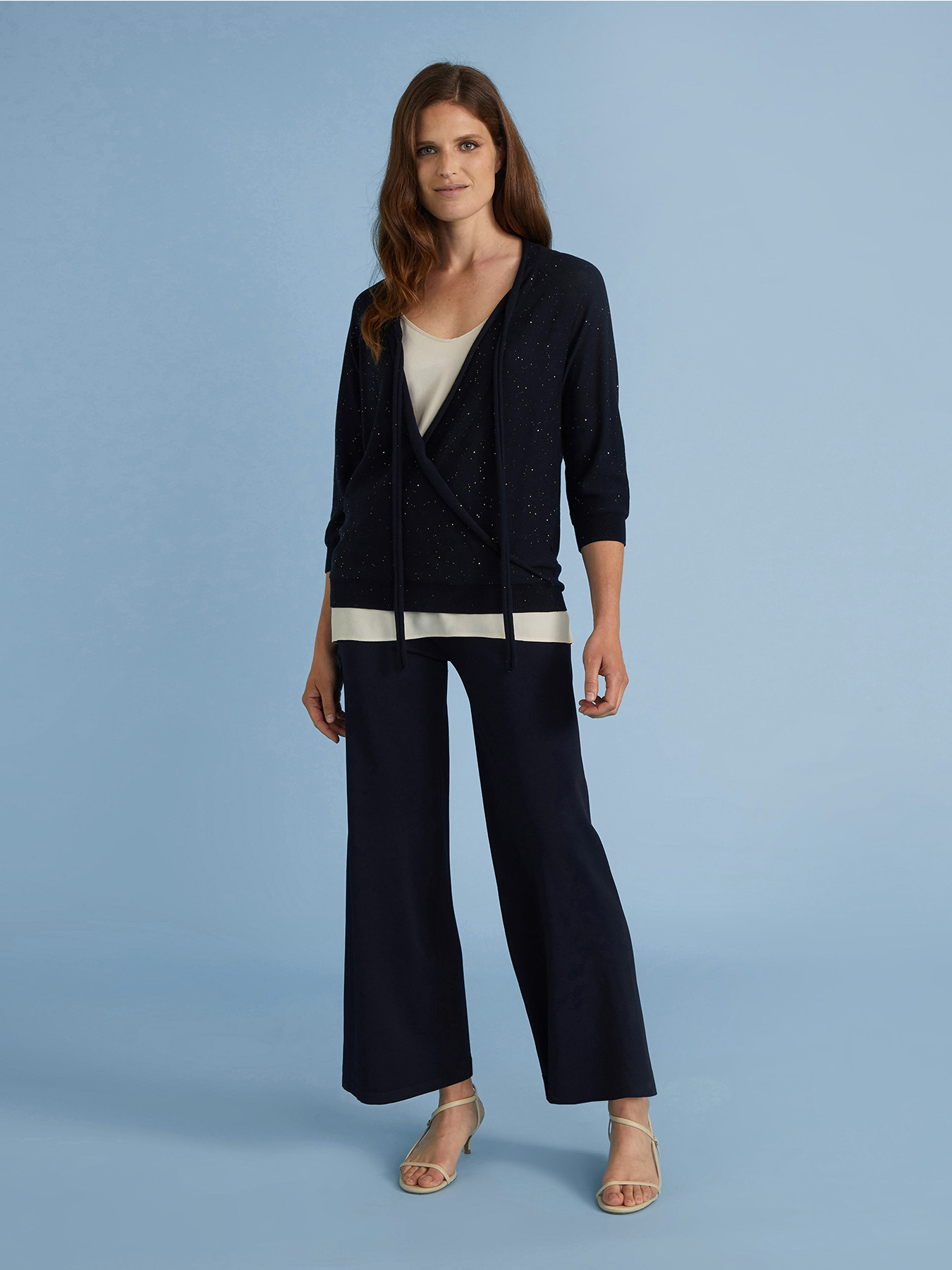 PANTALON TRICOT EN CR&Ecirc;PE DE VISCOSE image number 0