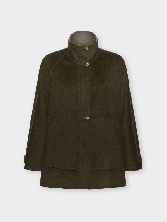 Mixed wool high neck coat