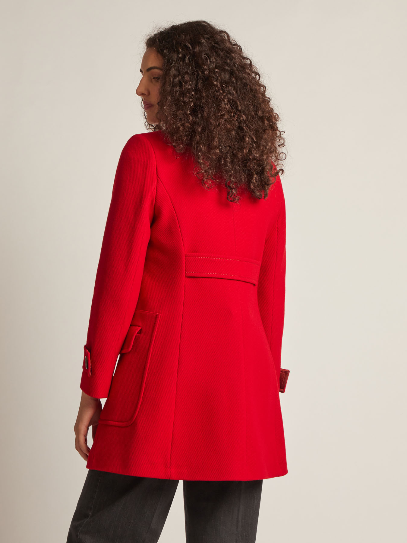 Manteau double boutonnage en tissu diagonal image number 2