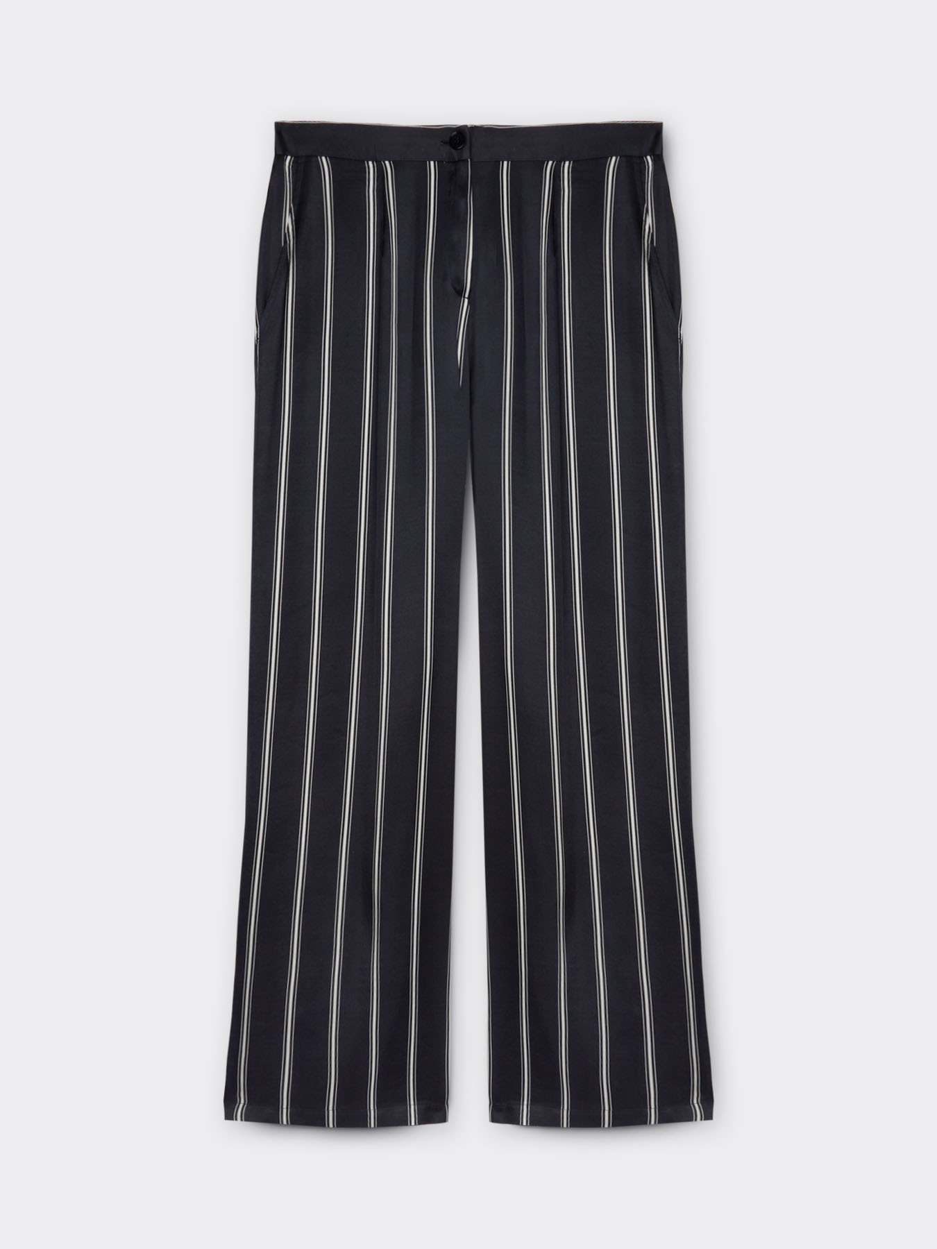 Calças de viscose às riscas image number 4