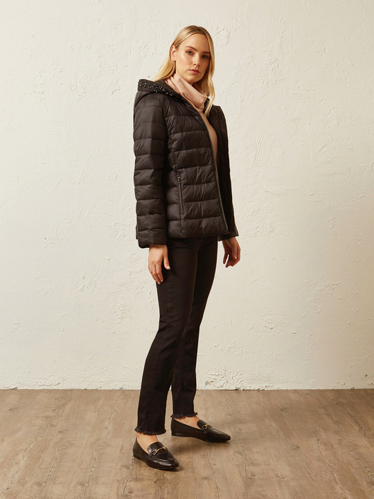 Elenamiro&nbsp;: Doudoune avec broderie Noir_1