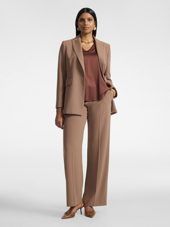 Pantaloni palazzo in cr&ecirc;pe misto cotone