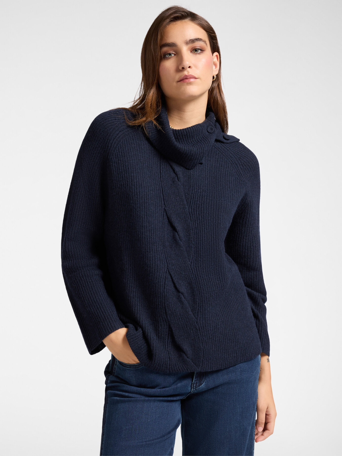Maglia misto cashmere con treccia