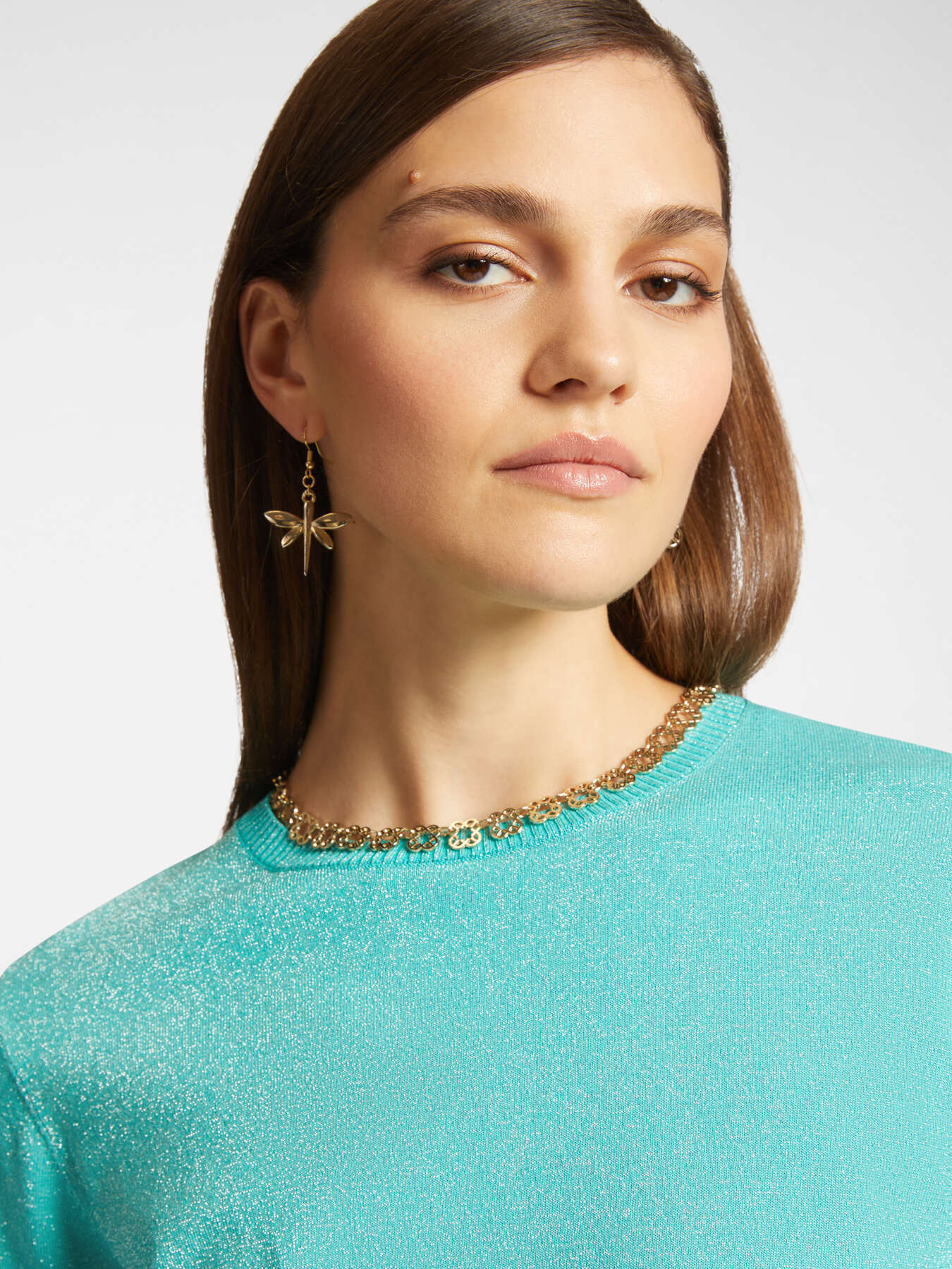 Lurex sweater with three-quarter length sleeves image number 3