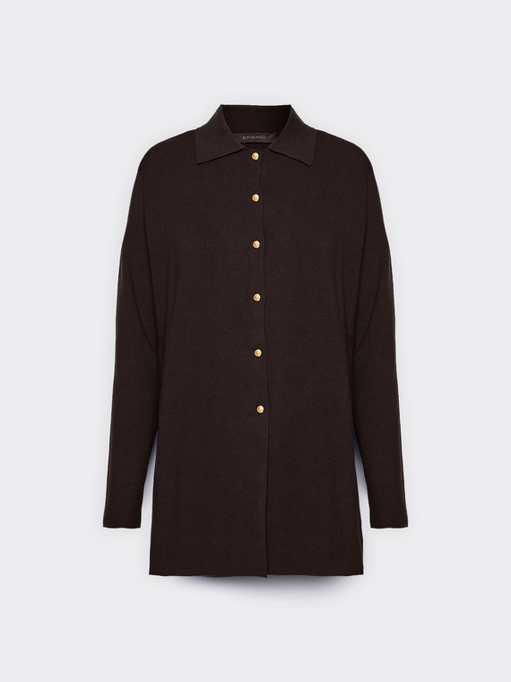 Cardigan longo com gola