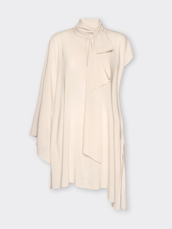 Blouse longue asym&eacute;trique avec ceinture foulard