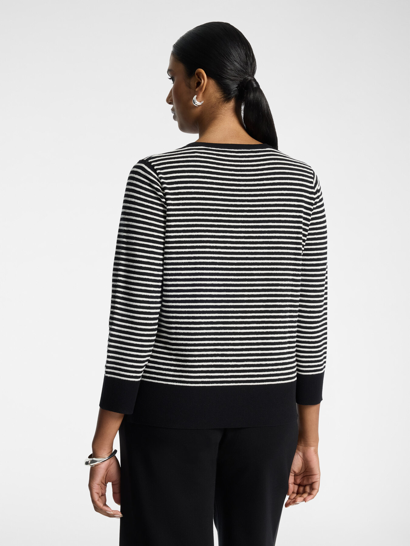 Gestreifter Strickpullover aus Viskosemischung image number 1
