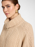 High neck cable knit wool cardigan image number 3