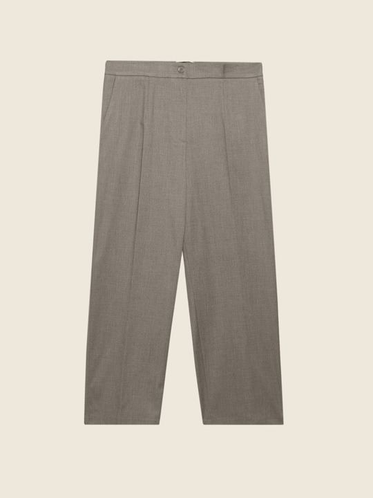 Elenamiro&nbsp;: Pantalon droit en flanelle Gris_1