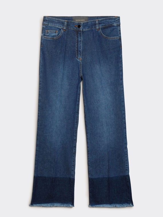 Cropped-Jeans mit dunklem Umschlag