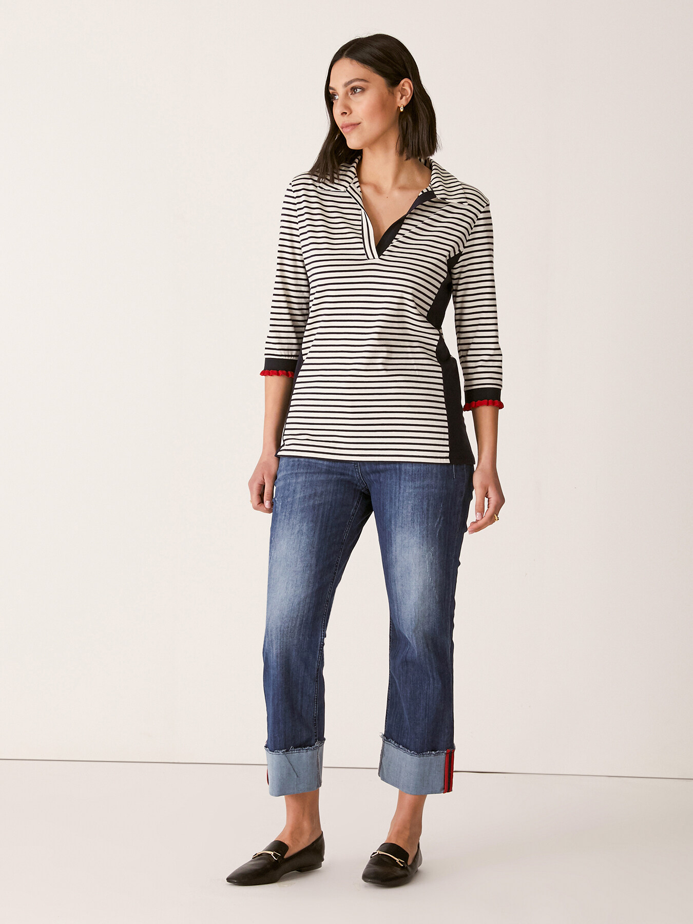 Cropped jeans with turn-up image number 2