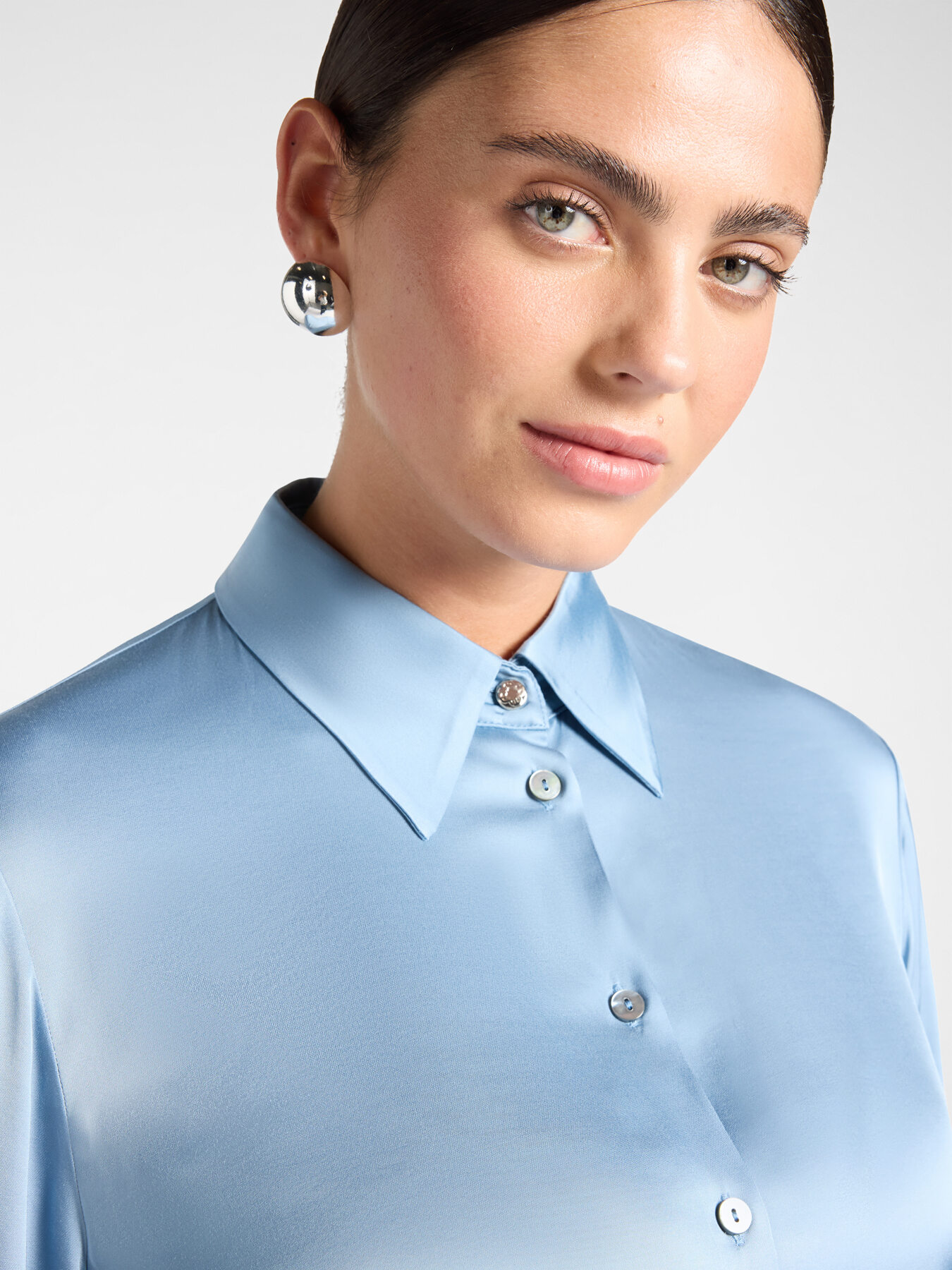 Camicia in raso di viscosa stretch image number 3
