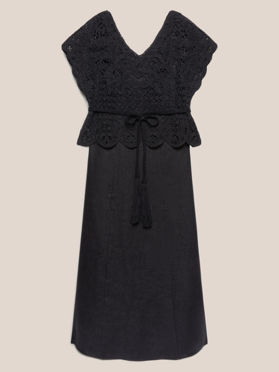 Linen dress with crochet bodice