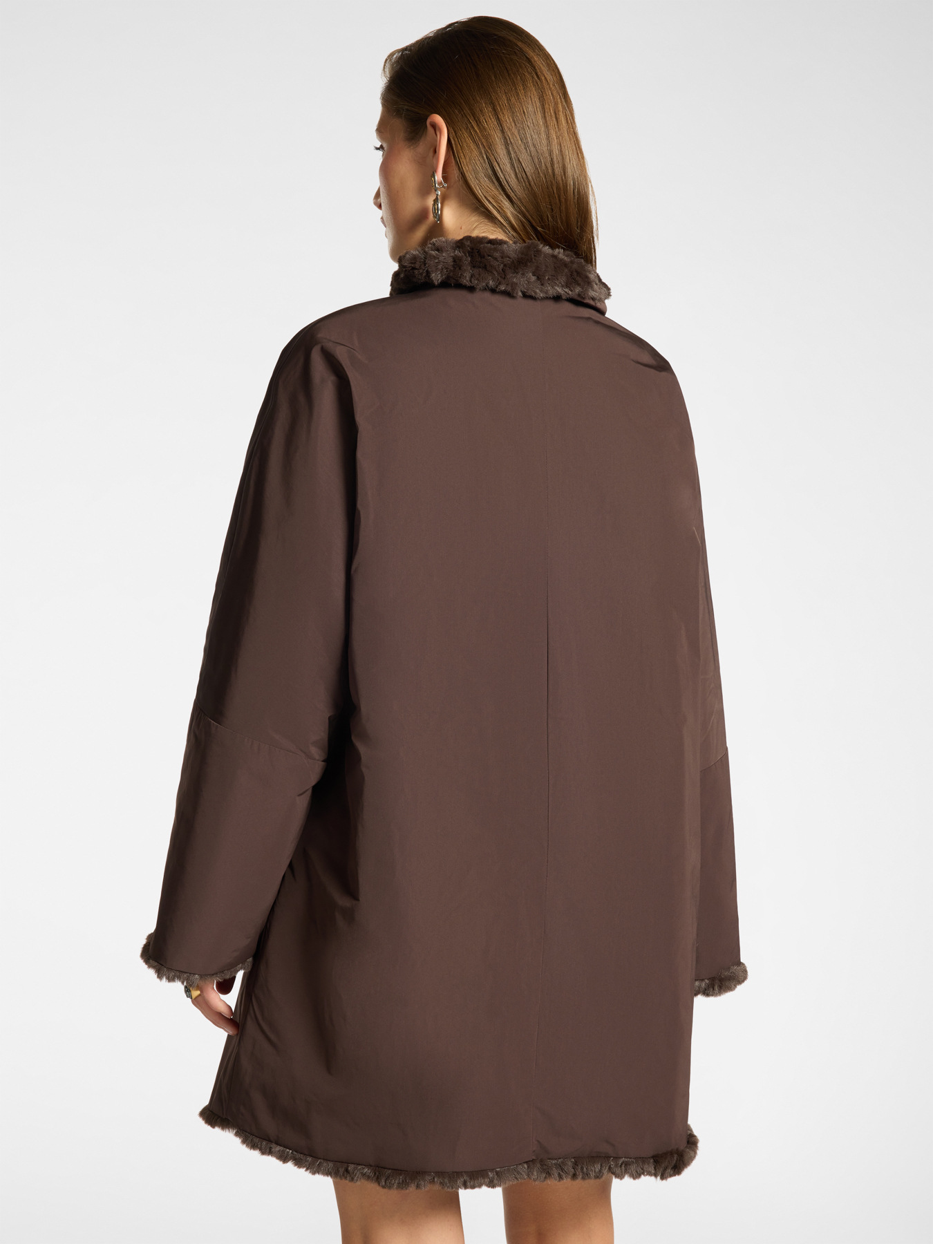 Giaccone reversibile in nylon eco shearling image number 1