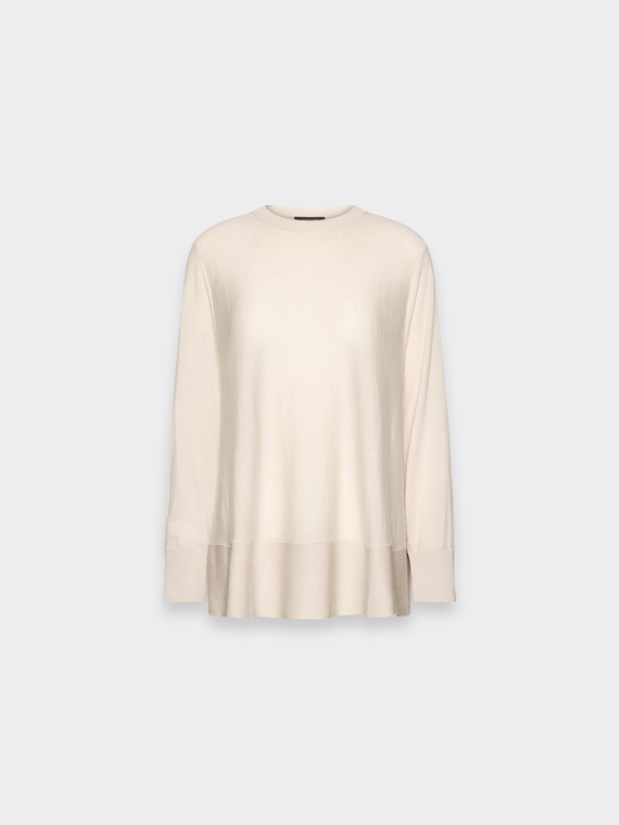 Camisola de gola redonda em pura l&atilde;