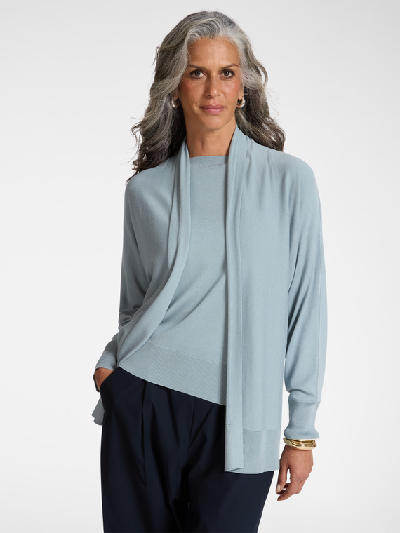 Open-front viscose blend cardigan