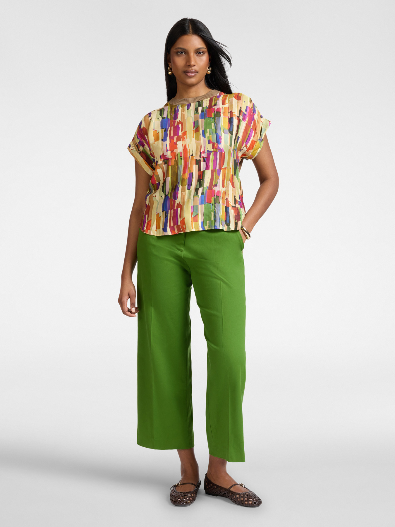 Two-fabric t-shirt with print image number 2