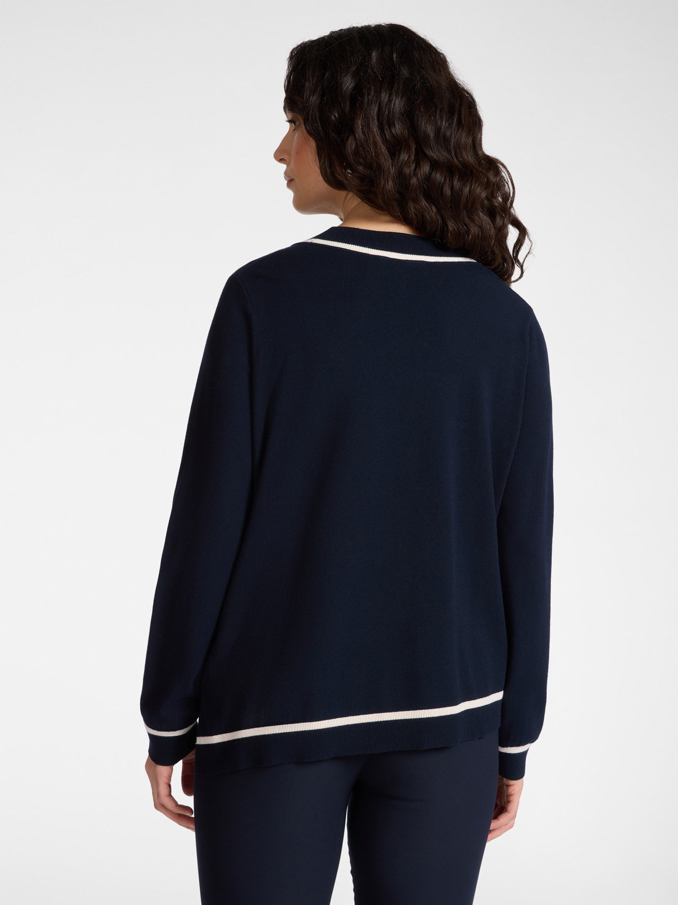 Asymmetric sweater with contrasting trims image number 1