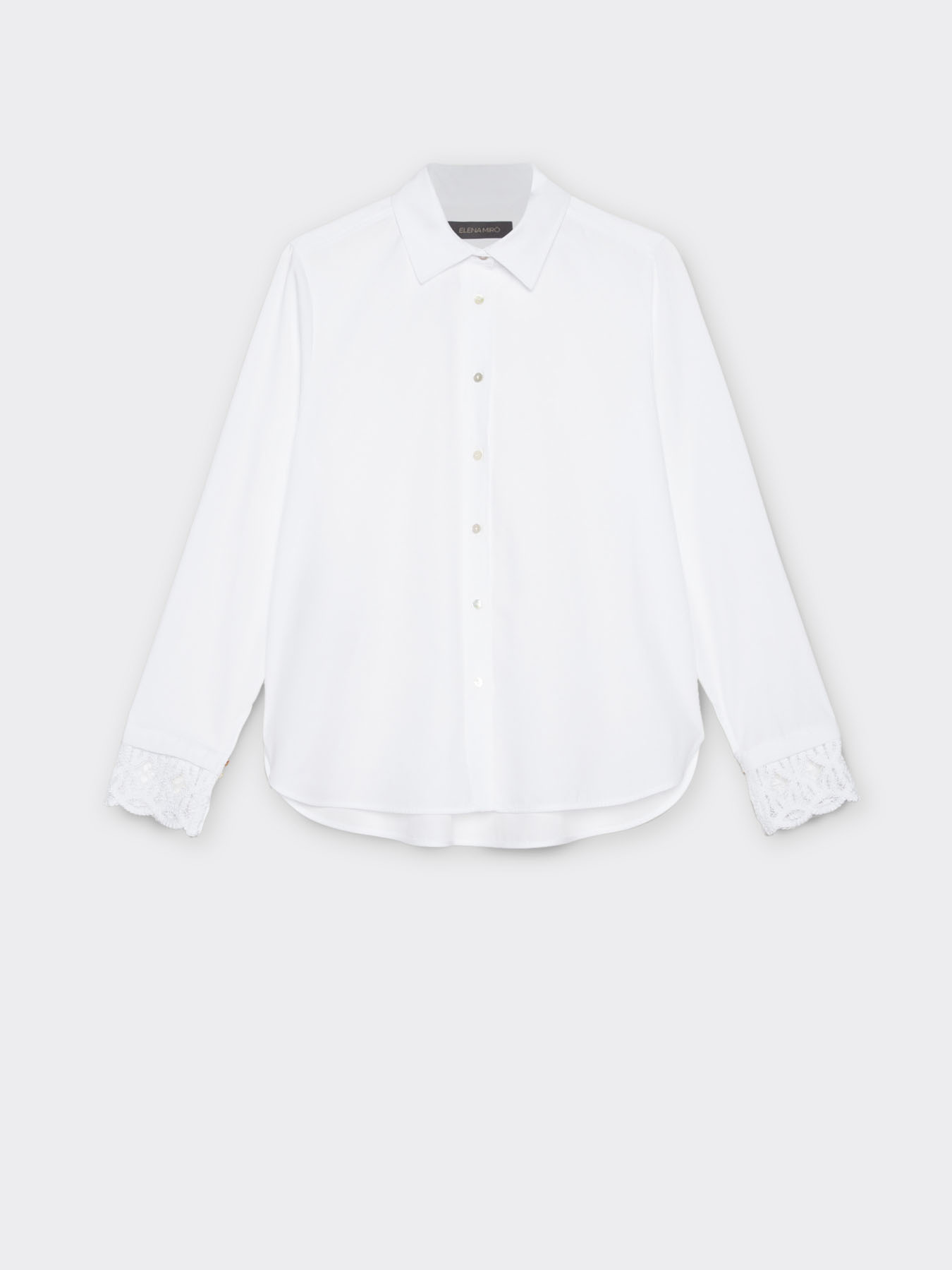 Camisa de algod&oacute;n con pu&ntilde;os de encaje image number 5