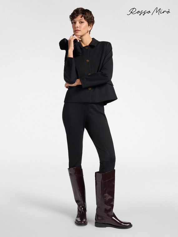 Pantaloni slim con inserto a contrasto