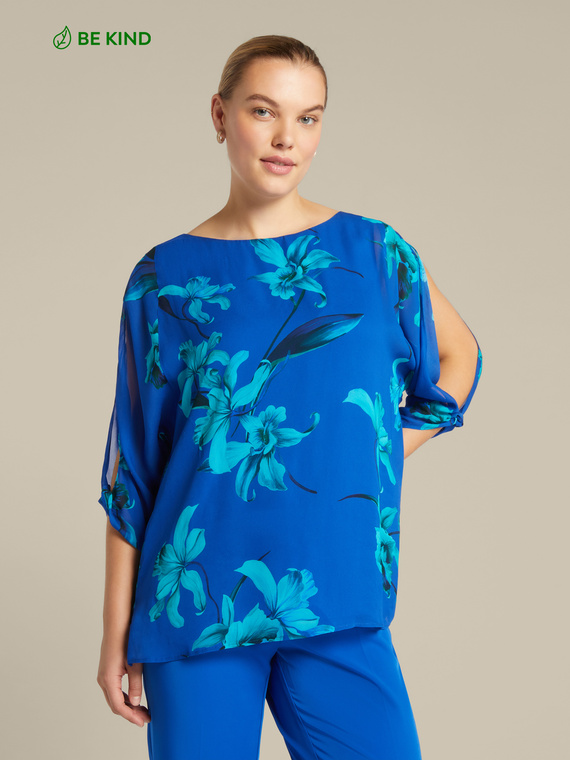 Floral blouse with slits