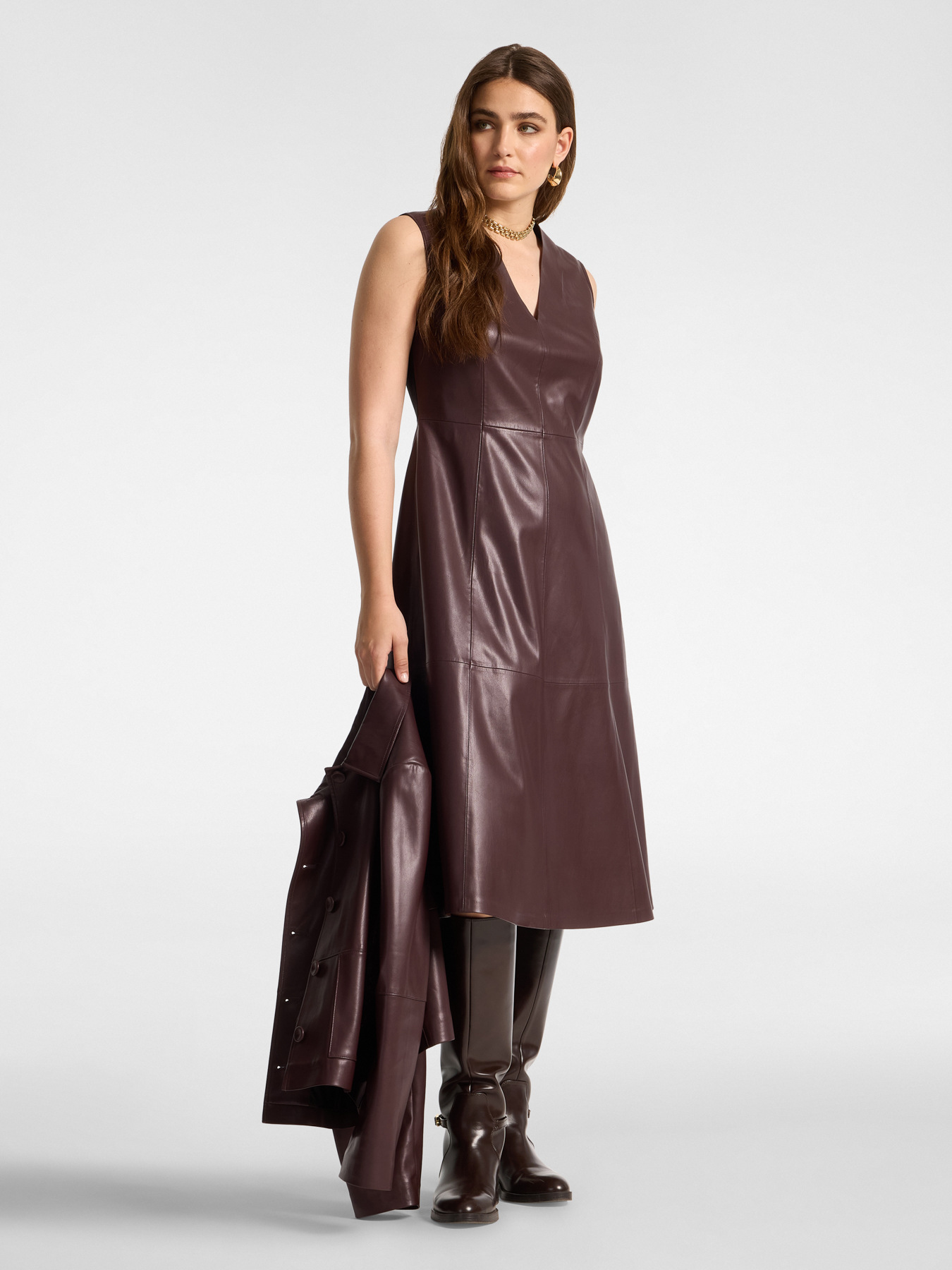 A-Linien-Kleid aus beschichtetem Stoff image number 2