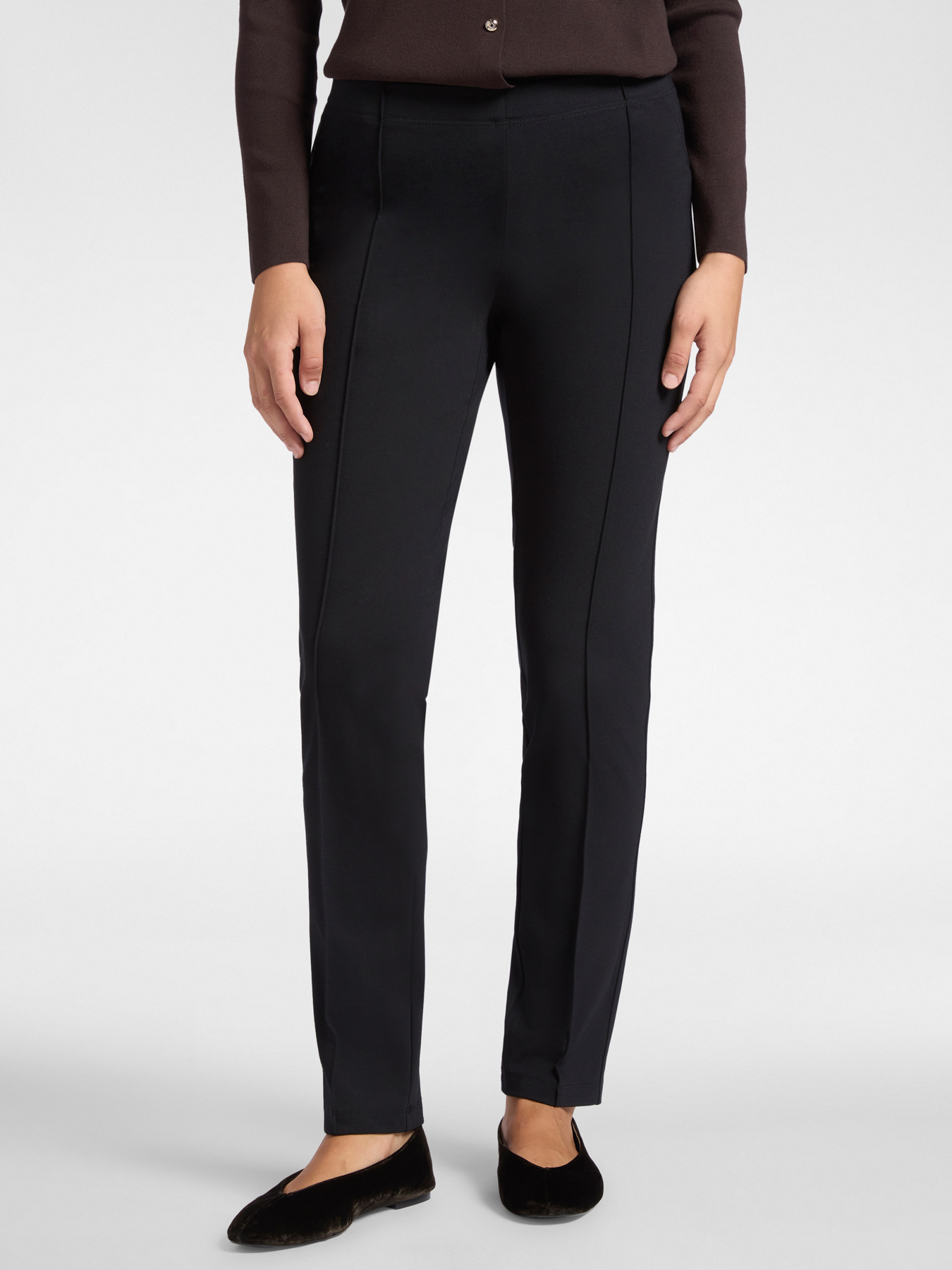 Pantalones slim fit en punto milan&eacute;s image number 2