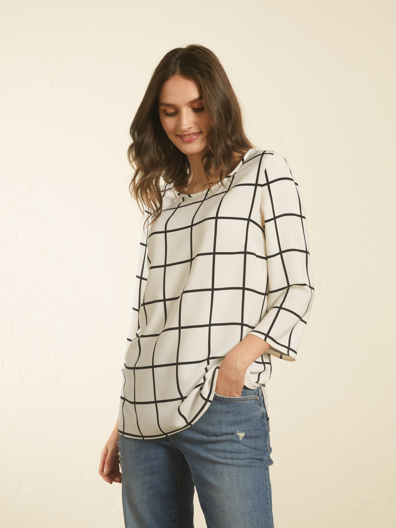 Bluse aus kariertem Cady image number 2