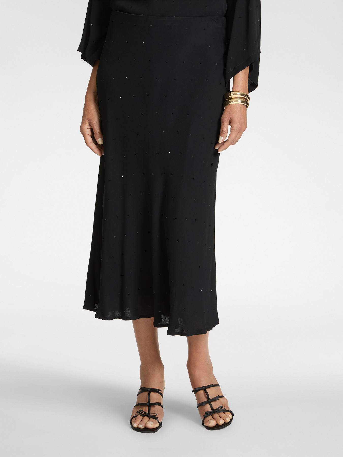 Long A-line skirt in embroidered viscose image number 2