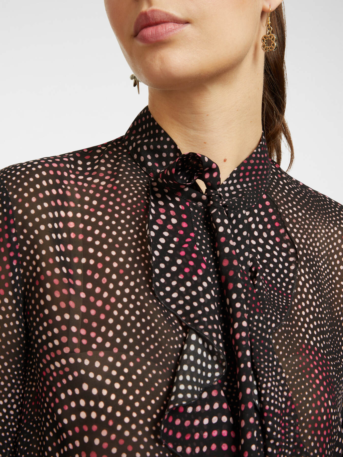 Printed blouse with ruffles and bow image number 3