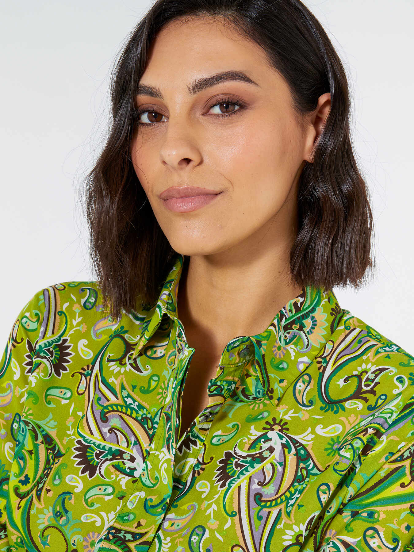 Gemusterte Hemdbluse mit aufgesetzten R&auml;ndern image number 3