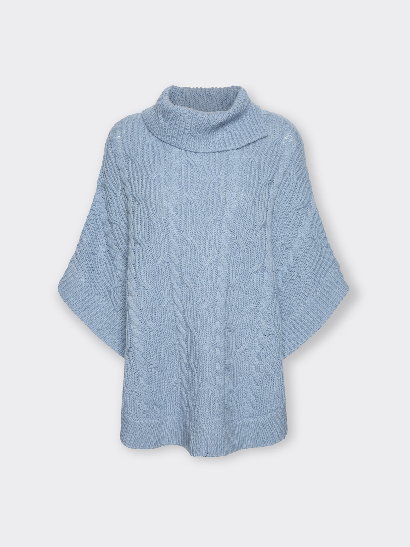 Cable knit poncho in pure wool image number 4