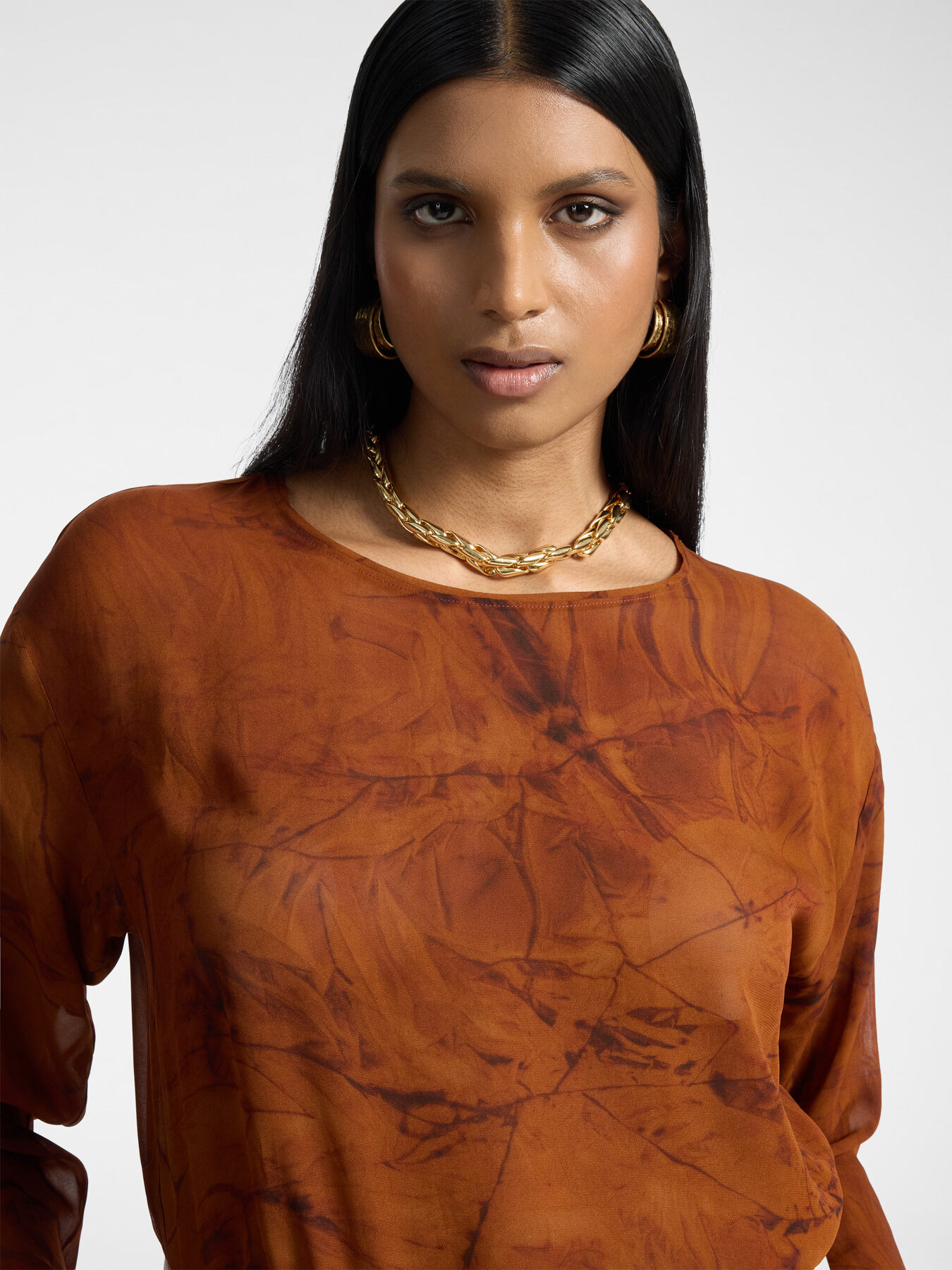 Blusa in georgette stampata image number 3
