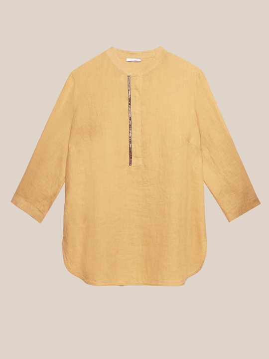 Elenamiro: Blusa de linho com cristais Amarelo_1