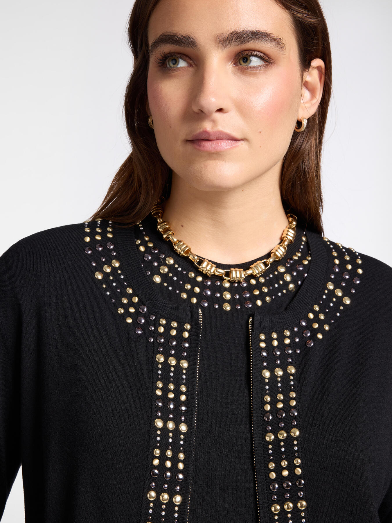 Cardigan con borchie image number 3