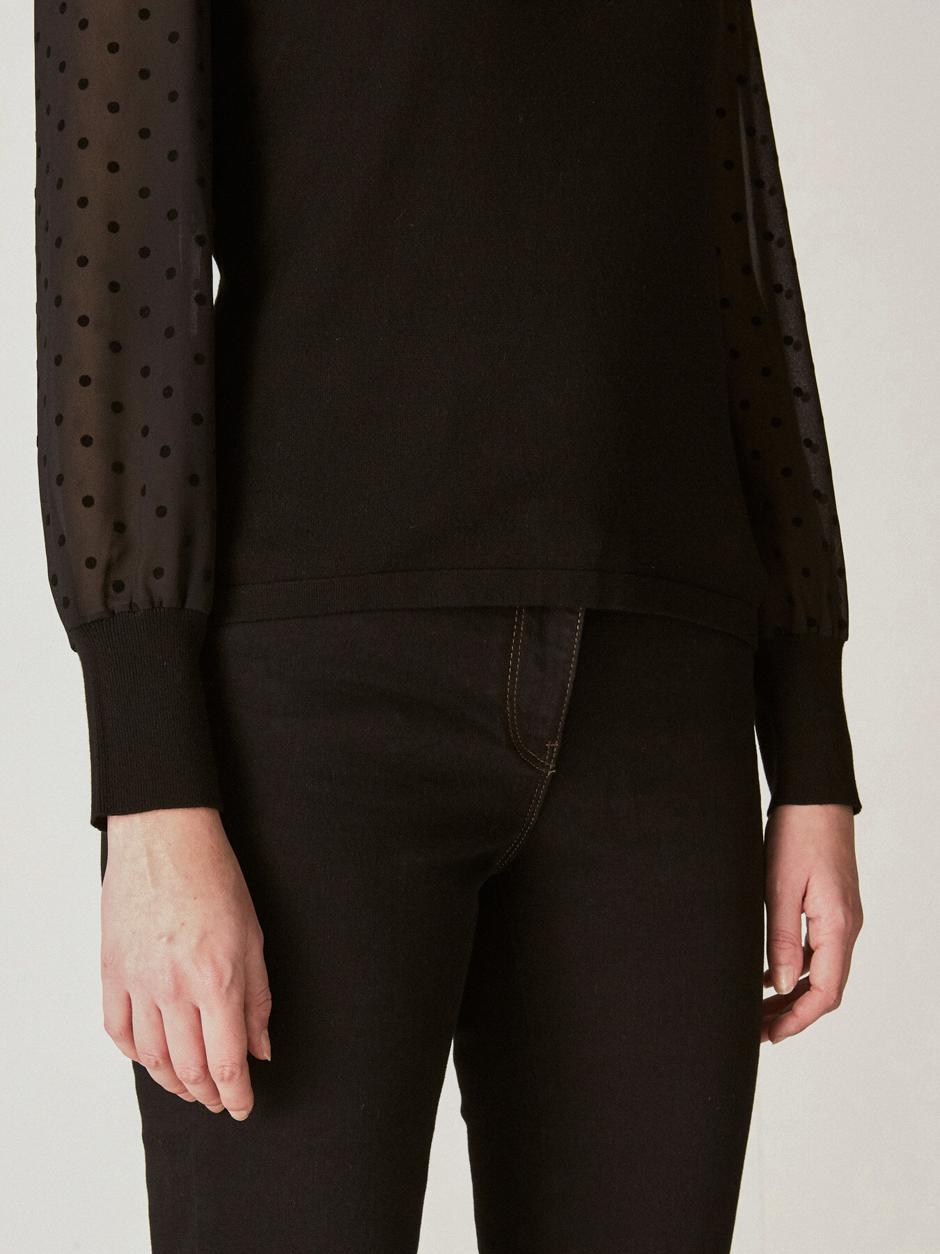 SWEATER WITH JACQUARD SLEEVES image number 3