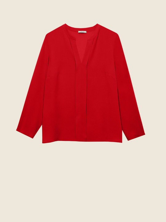 Elenamiro&nbsp;: Blouse avec bordures sur le devant Rouge_1