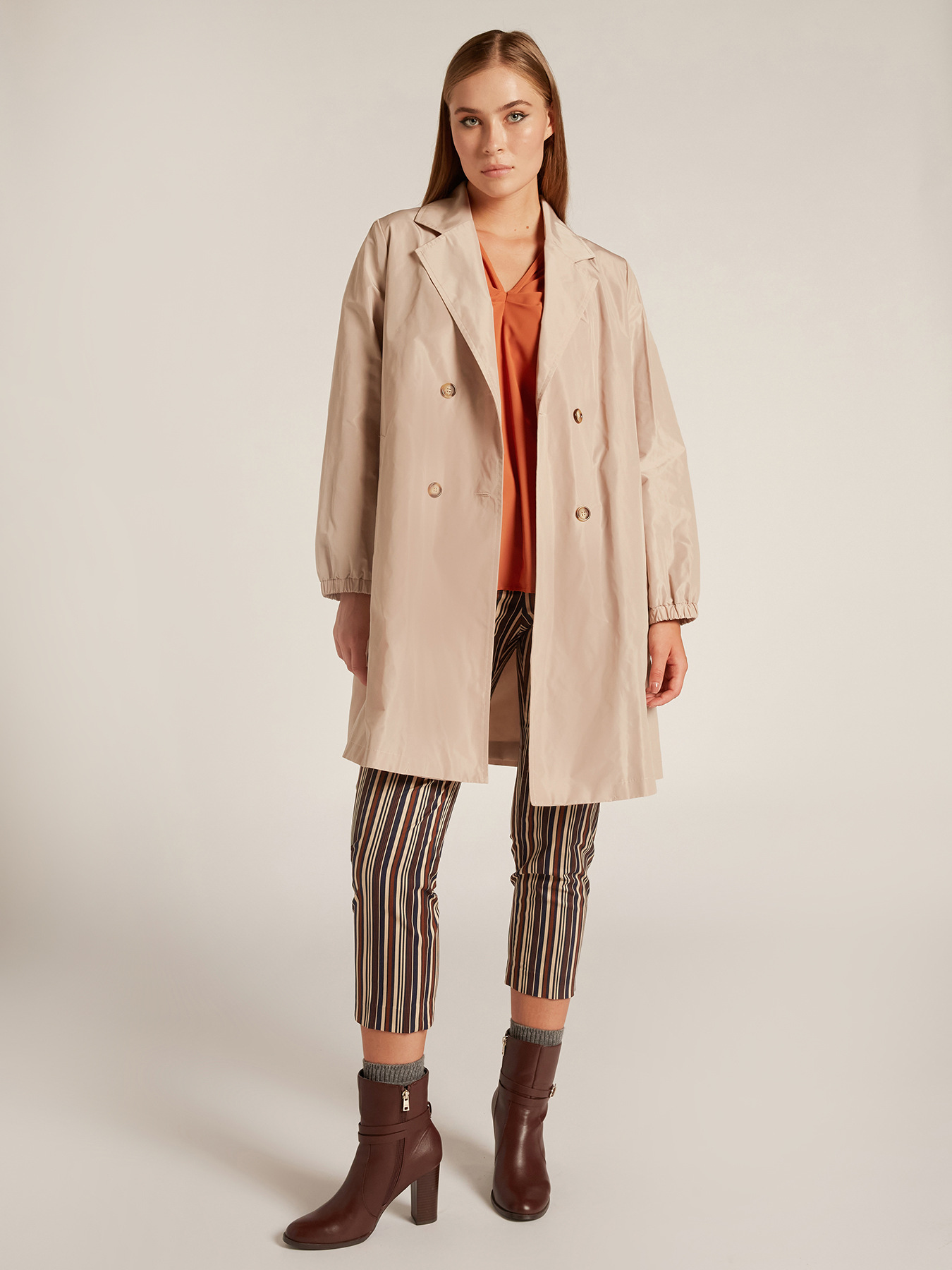 Striped cotton skinny trousers image number 0