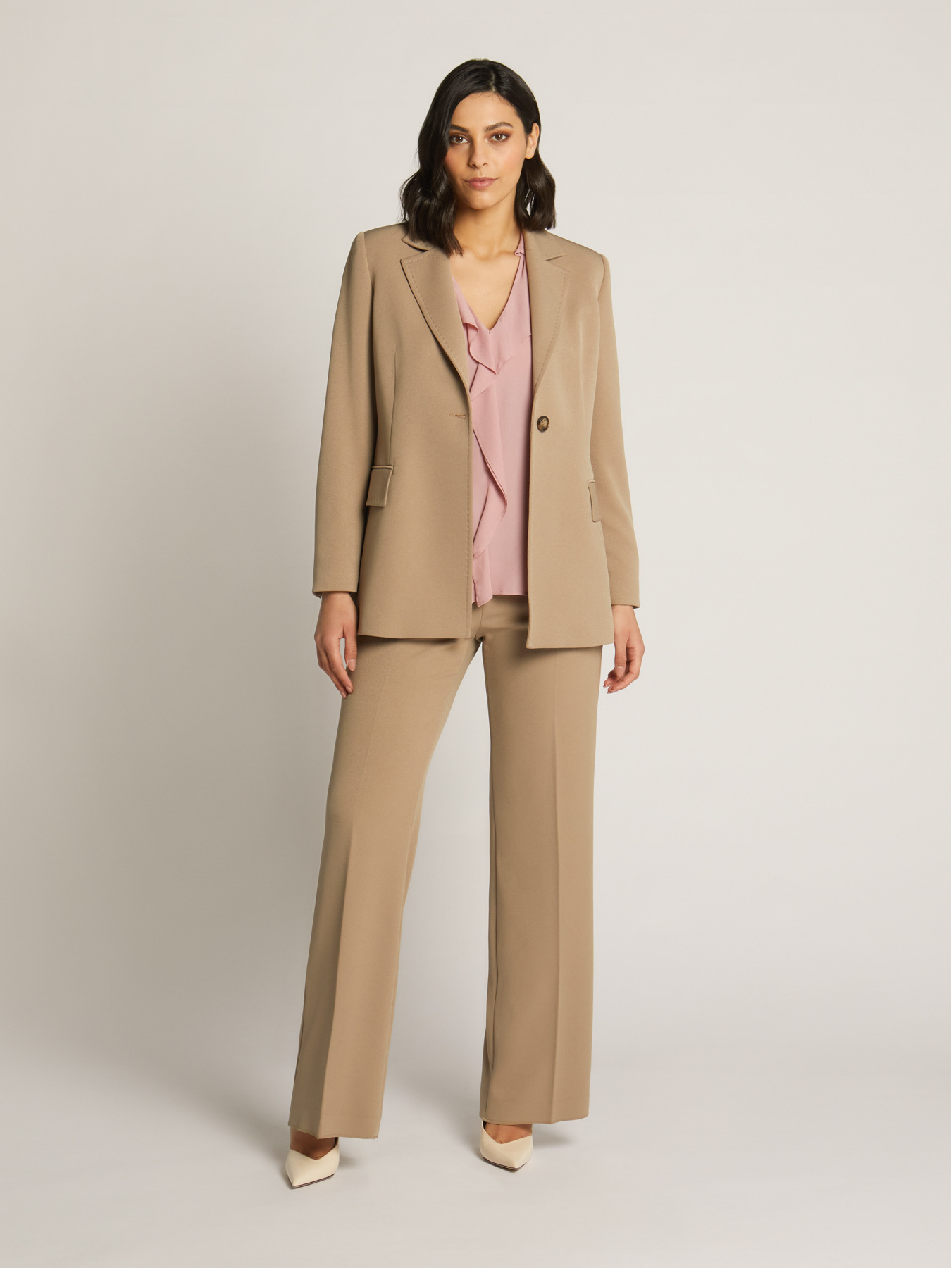 STRETCH DIAGONAL STRAIGHT CUT TROUSERS image number 0
