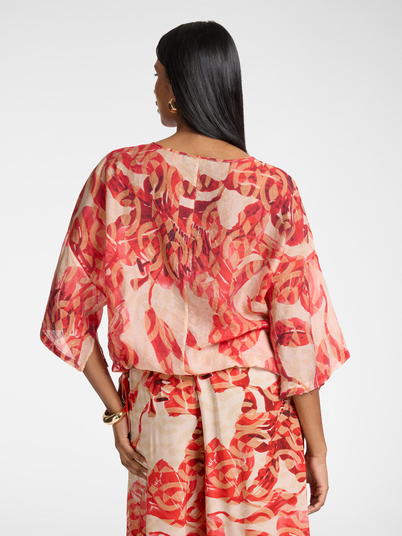 Blusa stampata con lacci image number 1