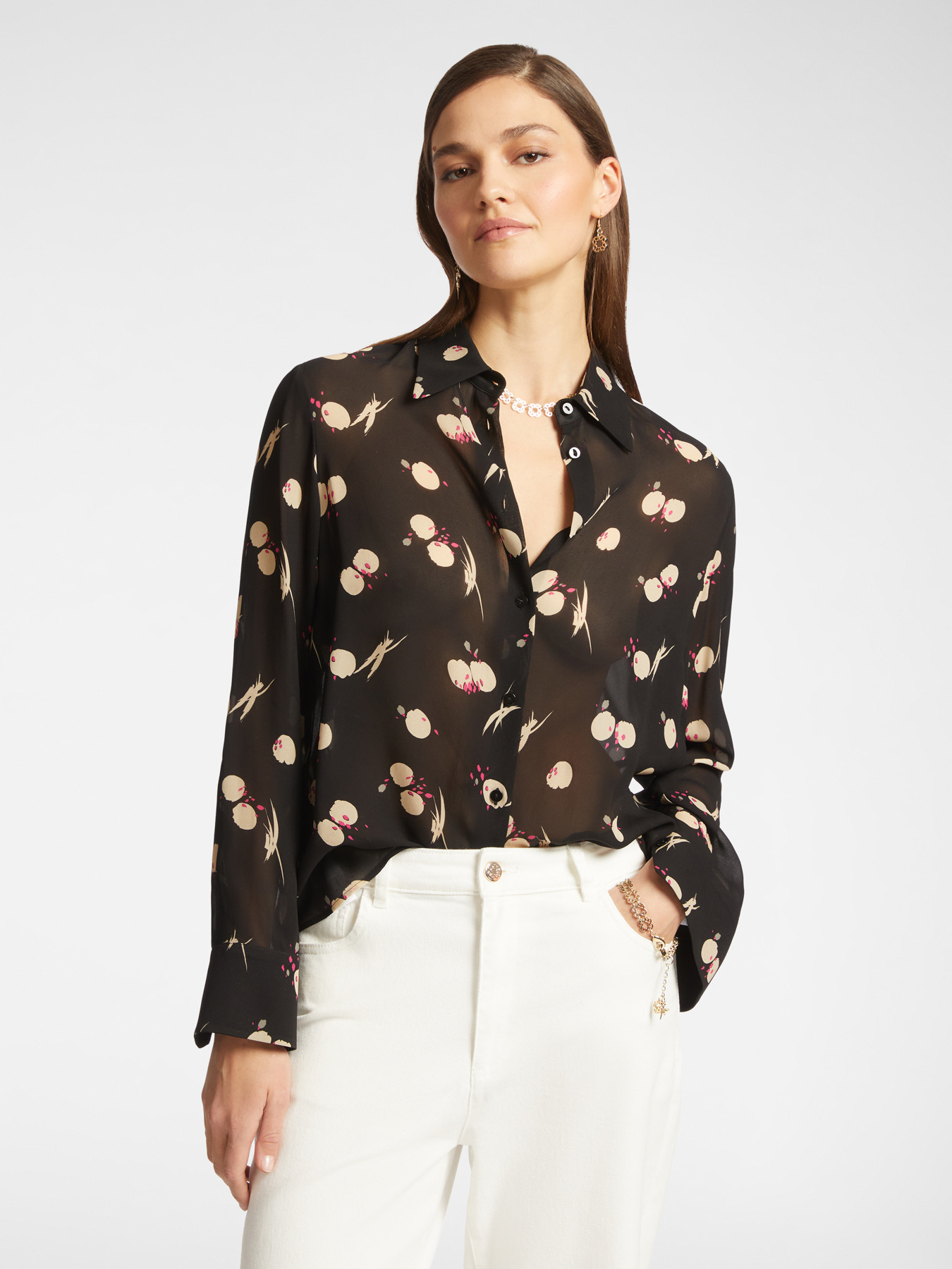 Camicia stampata in georgette image number 0